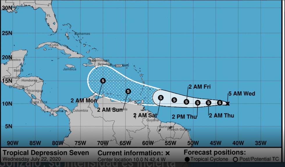 Depresión tropical #7 se vuelve tormenta tropical ‘Gonzalo’; su intensidad es incierta