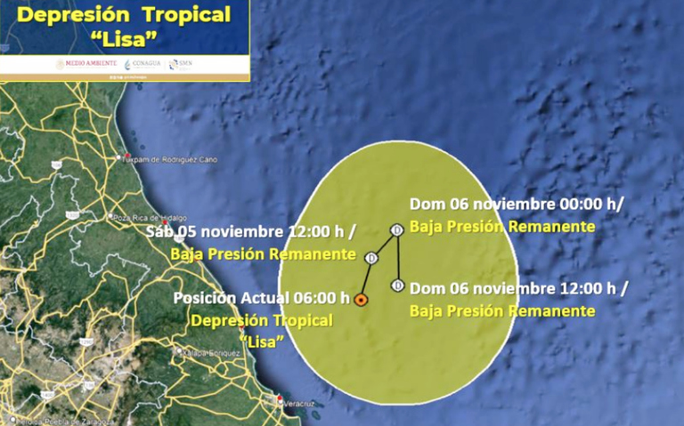 Depresión tropical ‘Lisa’ continúa sobre el Golfo de México ¿Qué se espera para Tabasco?