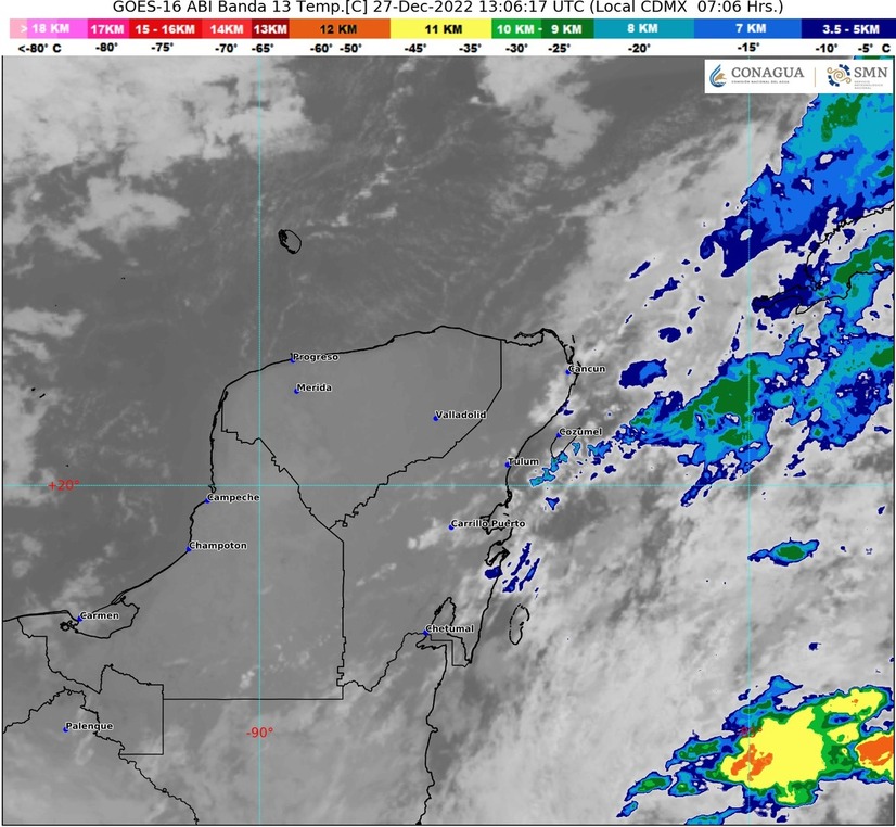 Hoy, probabiliad de chubascos en Quintana Roo