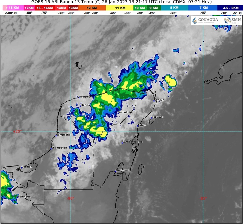 Frente Frío 27 se extiende sobre Península de Yucatán