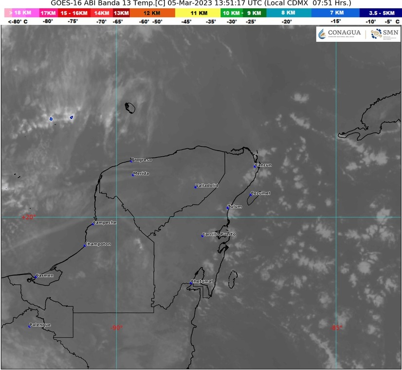 Se espera cielo nublado y sin lluvia para la Península de Yucatán