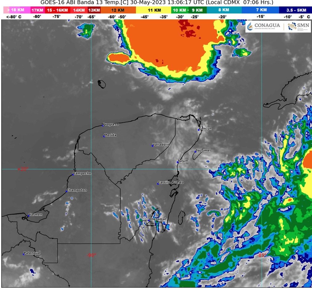 Prevén lluvias fuertes a muy fuertes en la Península de Yucatán