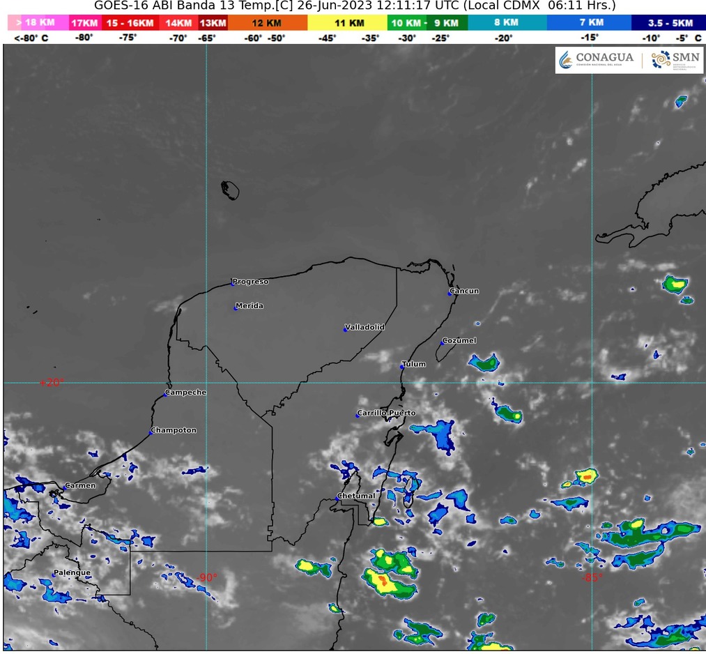 Pronóstico de chubascos en Quintana Roo