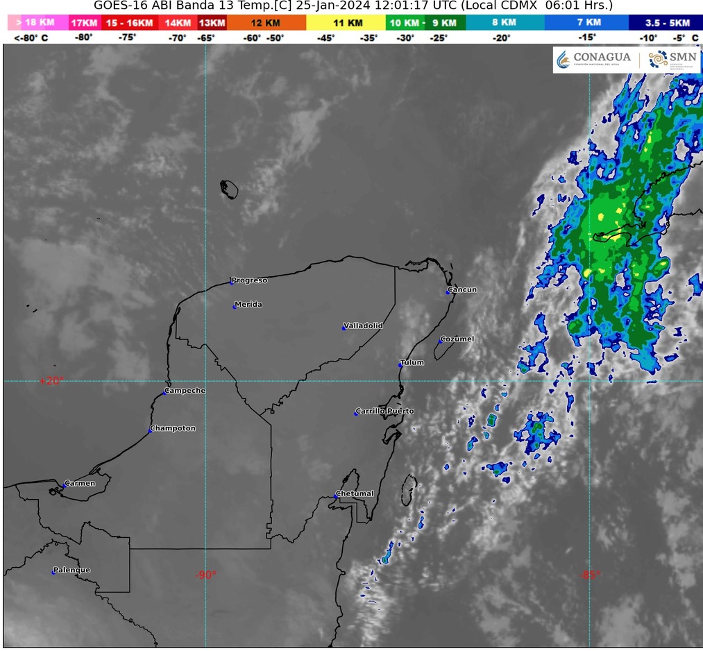 Se espera un dia nublado y con chubascos en la Península de Yucatan