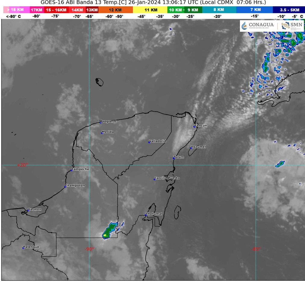 Se espera un día nublado, con lluvias y chubascos en la Península de Yucatan