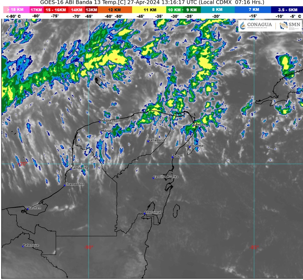 PRONOSTICAN UN DÍA CON LLUVIAS AISLADAS EN LA PENÍNSULA DE YUCATÁN