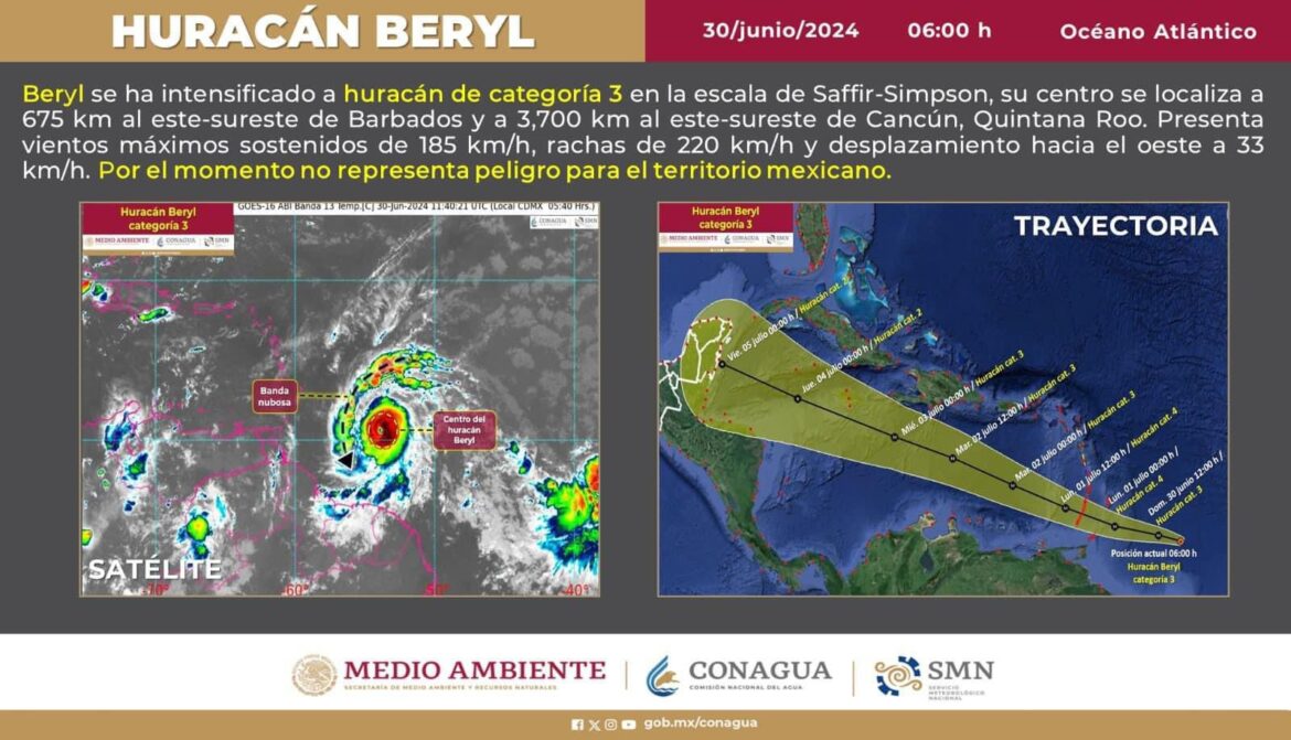 Beryl ya es categoría 3 y amenaza con aumentar su fuerza