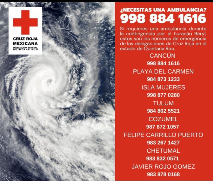 Cruz Roja Mexicana, preparada para responder ante el impacto del huracán Beryl