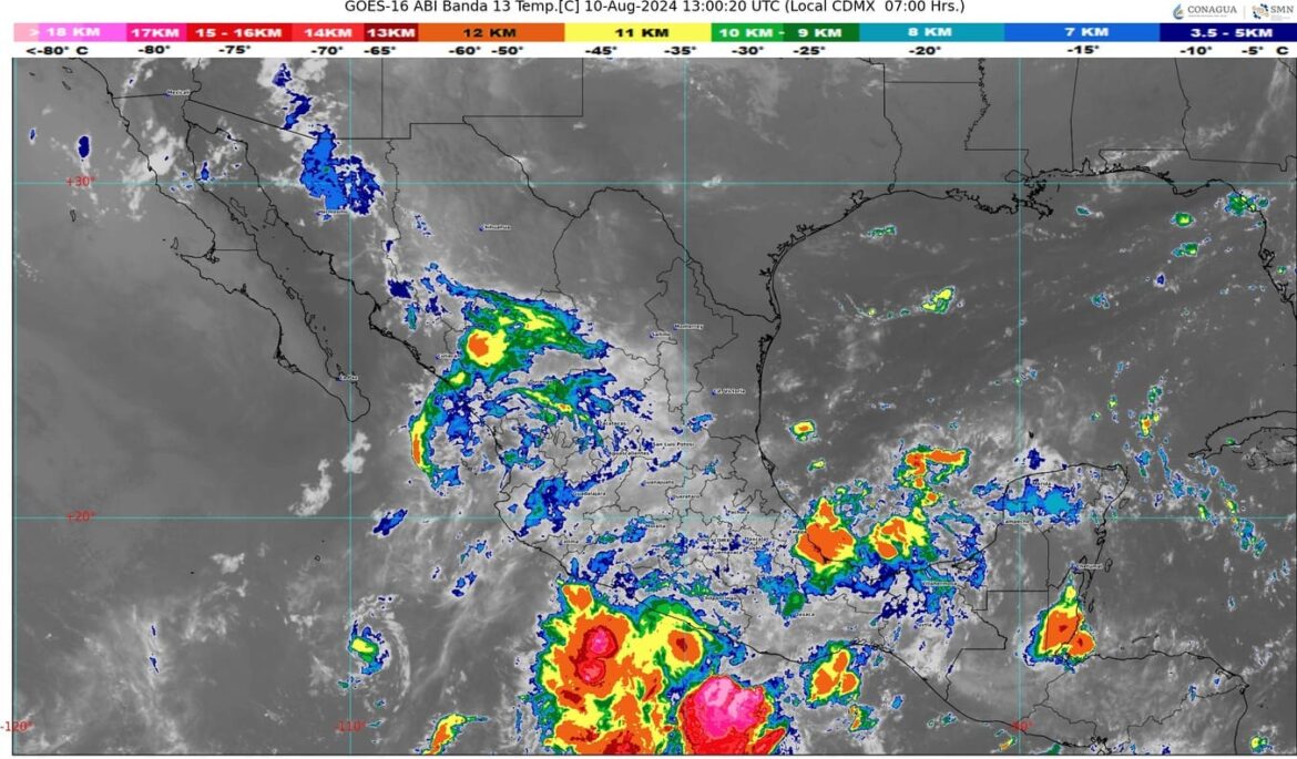 Pronostican lluvias puntuales intensas en Jalisco, Colima, Michoacan, Puebla, Veracruz, Tabasco, Guerrero, Oaxaca y Chiapas