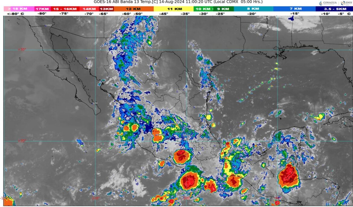 Fuertes lluvias y vientos en amplias zonas de México