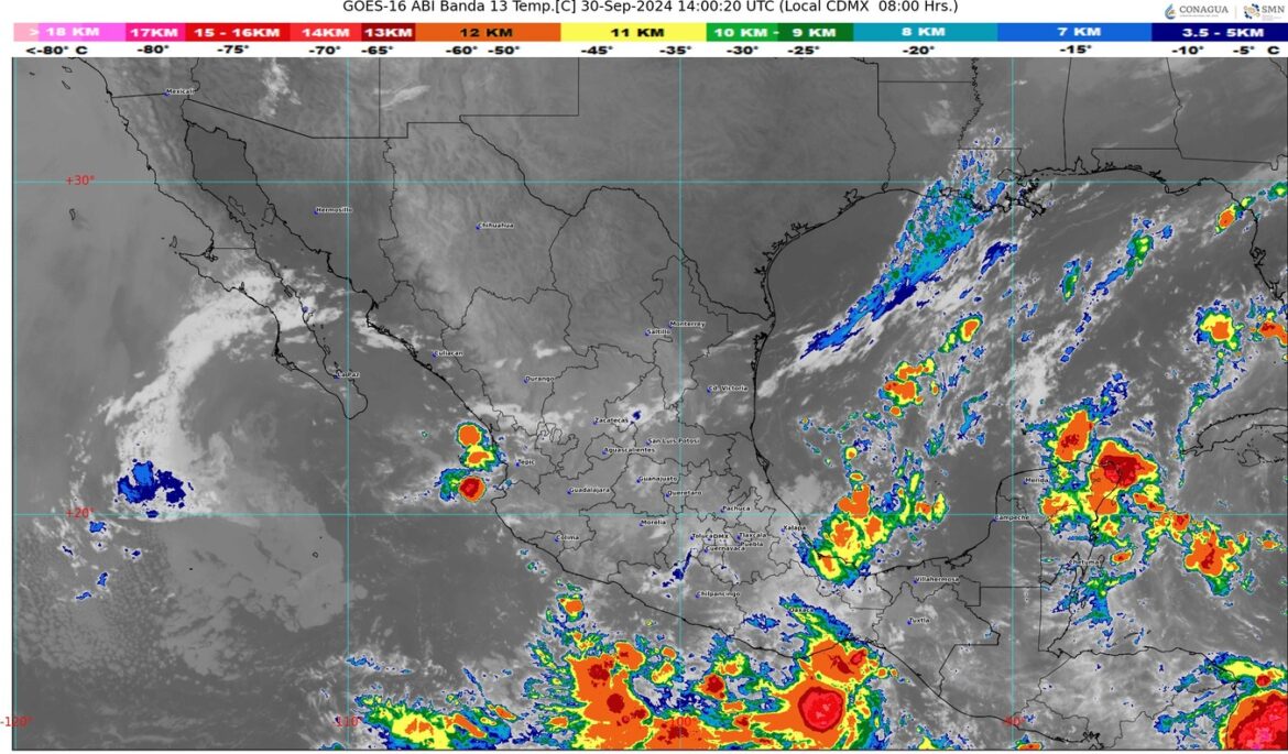 Pronostican precipitaciones fuertes en Guerrero, Oaxaca, Chiapas, Tabasco y Veracruz