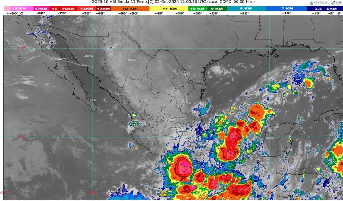 Persistirá el pronóstico de lluvias para el sur, oriente y sureste de México