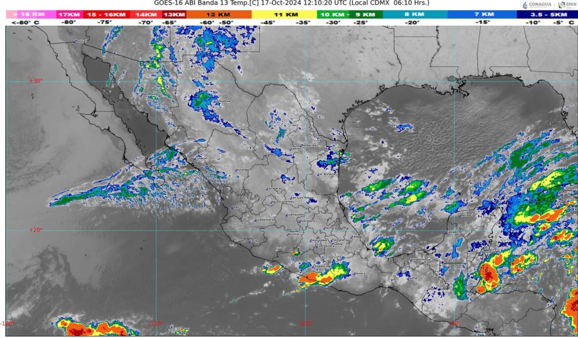 Se preven lluvias muy fuertes a puntuales intensas en estados del Oriente y Sureste