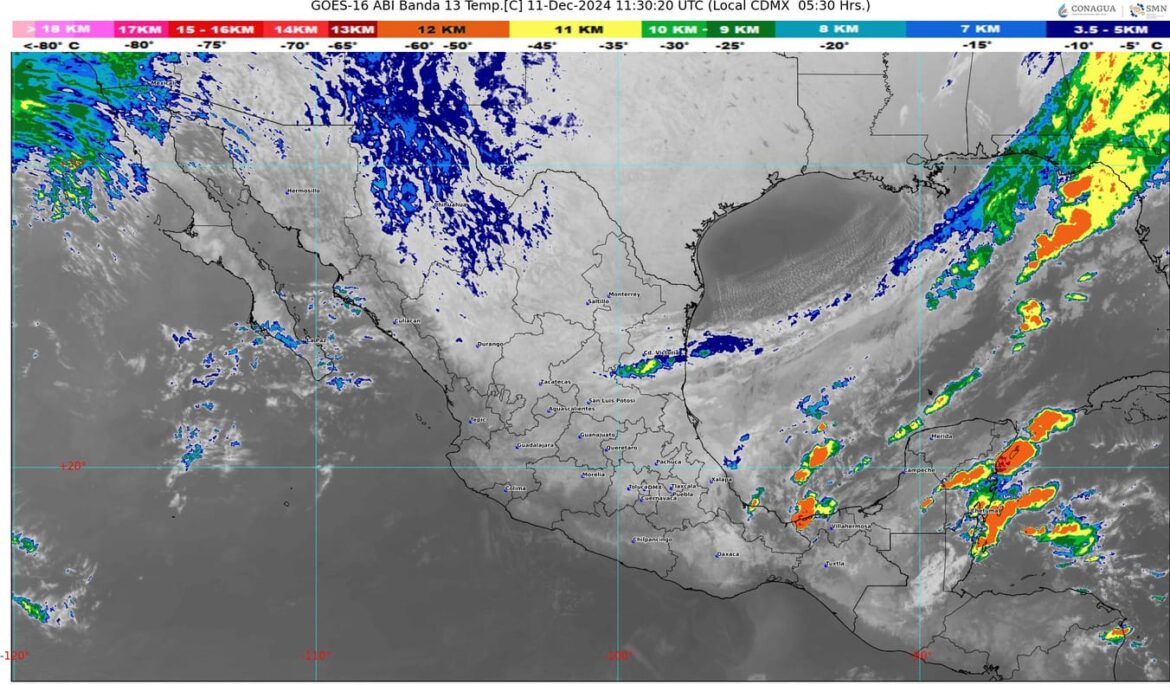 El frente frío 14 se desplazará sobre el oriente y sureste mexicano