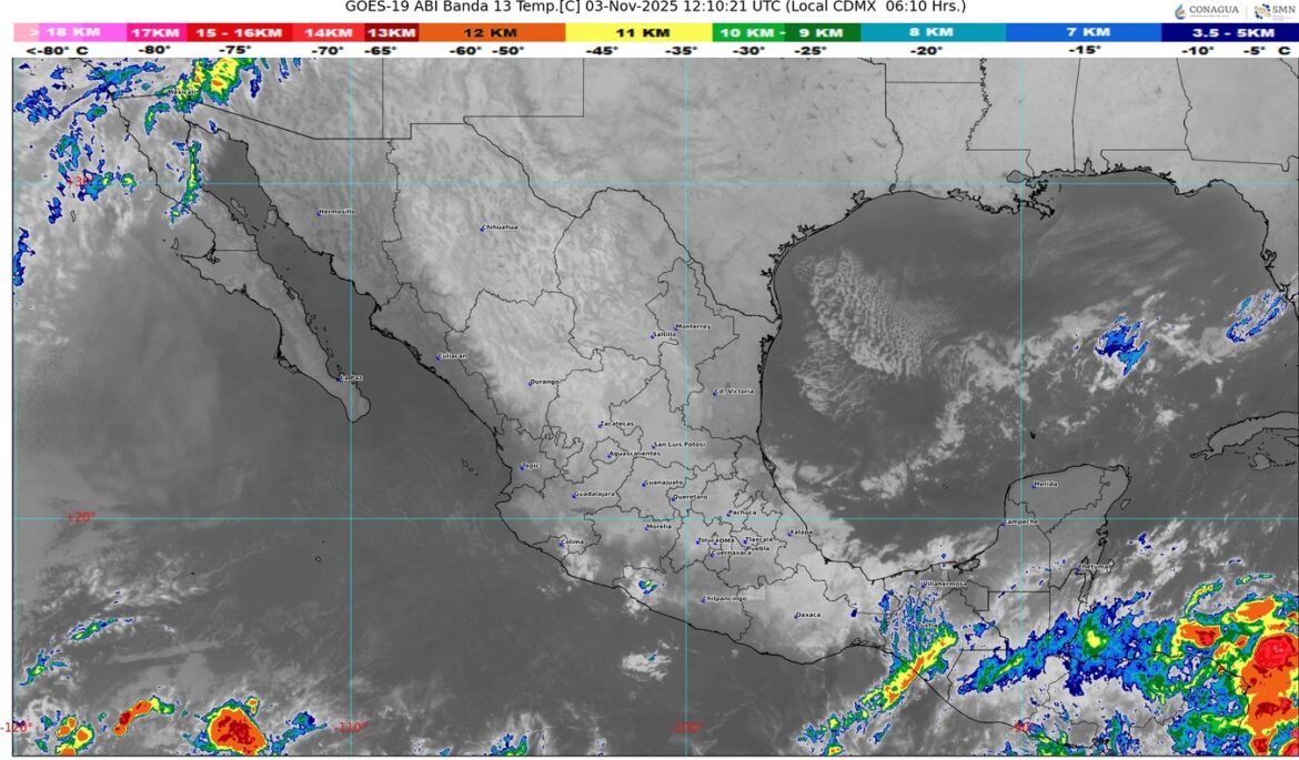 Frente frío 12 provoca lluvias intensas y fuertes vientos en el sureste de México