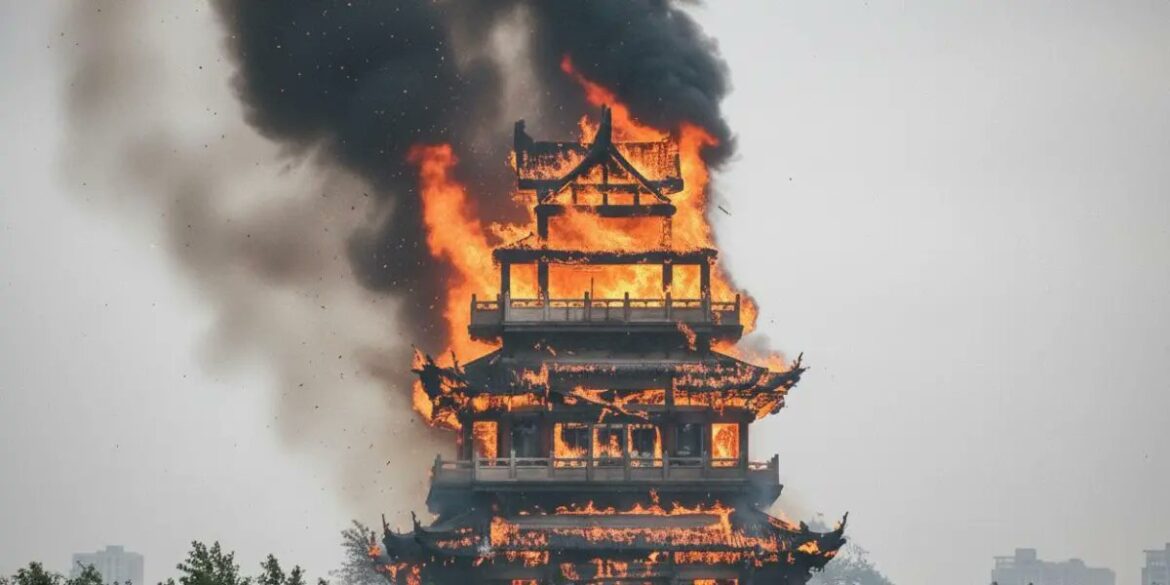 Un feroz incendio arrasó con un templo histórico de 1.500 años en China
