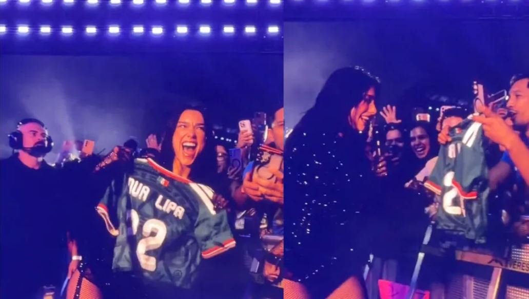 ¡Emotiva despedida! Dua Lipa recibe la camiseta de la Selección Mexicana en su último concierto en CdMx
