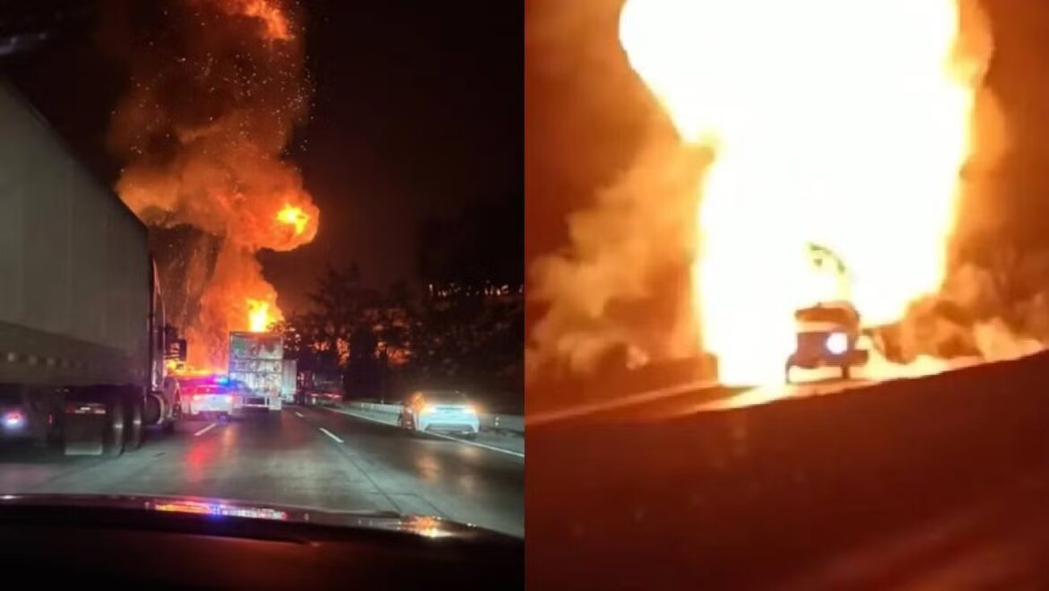 Pipa cargada con gas LP explota en carretera México-Querétaro