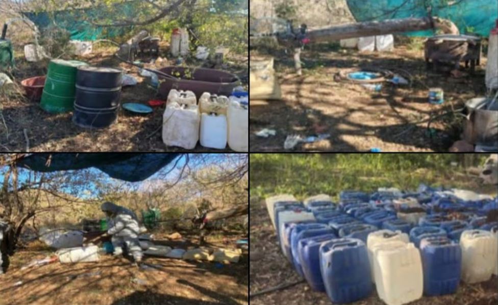 Localizan 17 laboratorios clandestinos en tres municipios de Sinaloa; aseguran sustancias químicas, armas, cartuchos y explosivos