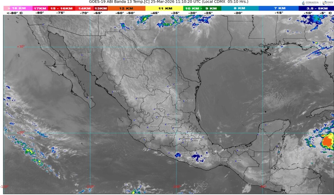 Prevalecerá el ambiente caluroso a muy caluroso sobre la mayor parte de la República Mexicana