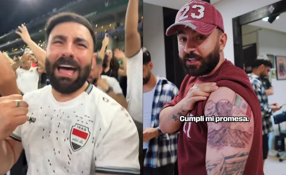 Aficionado viral de Irak cumple su promesa y se tatúa la bandera mexicana y el Cerro de la Silla