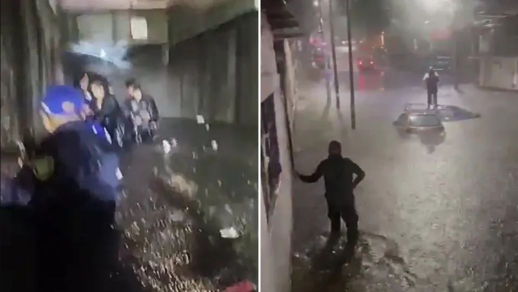 Policías rescatan a personas atrapadas por las intensas lluvias en CdMx