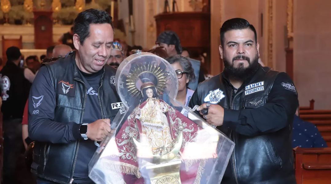 Virgen del Favor visita Aguascalientes y reúne a cientos de motociclistas en la Catedral Basílica