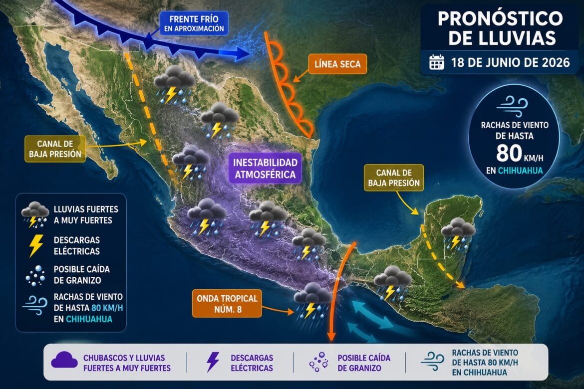 Pronostican lluvias muy fuertes en el centro, sur y sureste del país