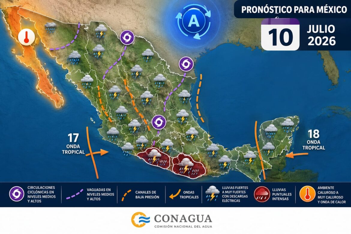 La onda tropical número 17 ocasionará lluvias fuertes en la mayor parte del territorio nacional