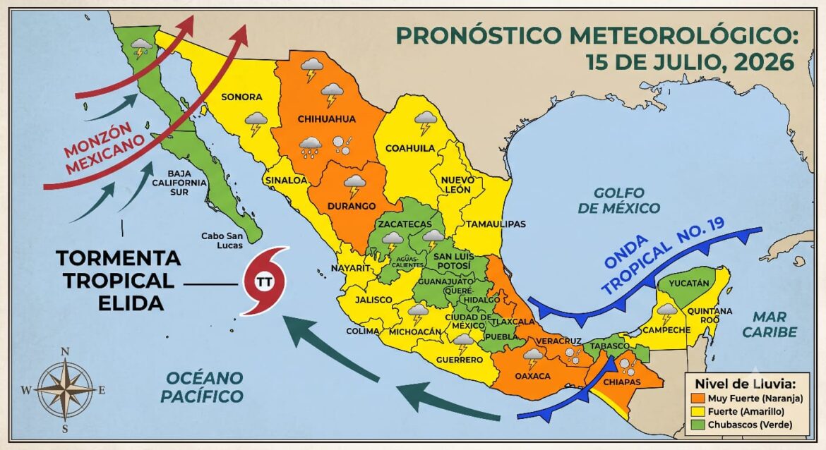 Se forma la tormenta tropical Elida en el océano Pacífico