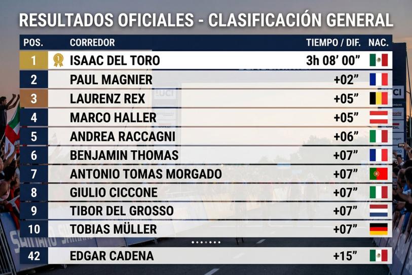Isaac del Toro conquista el prólogo y toma el liderato de la Vuelta a Alemania