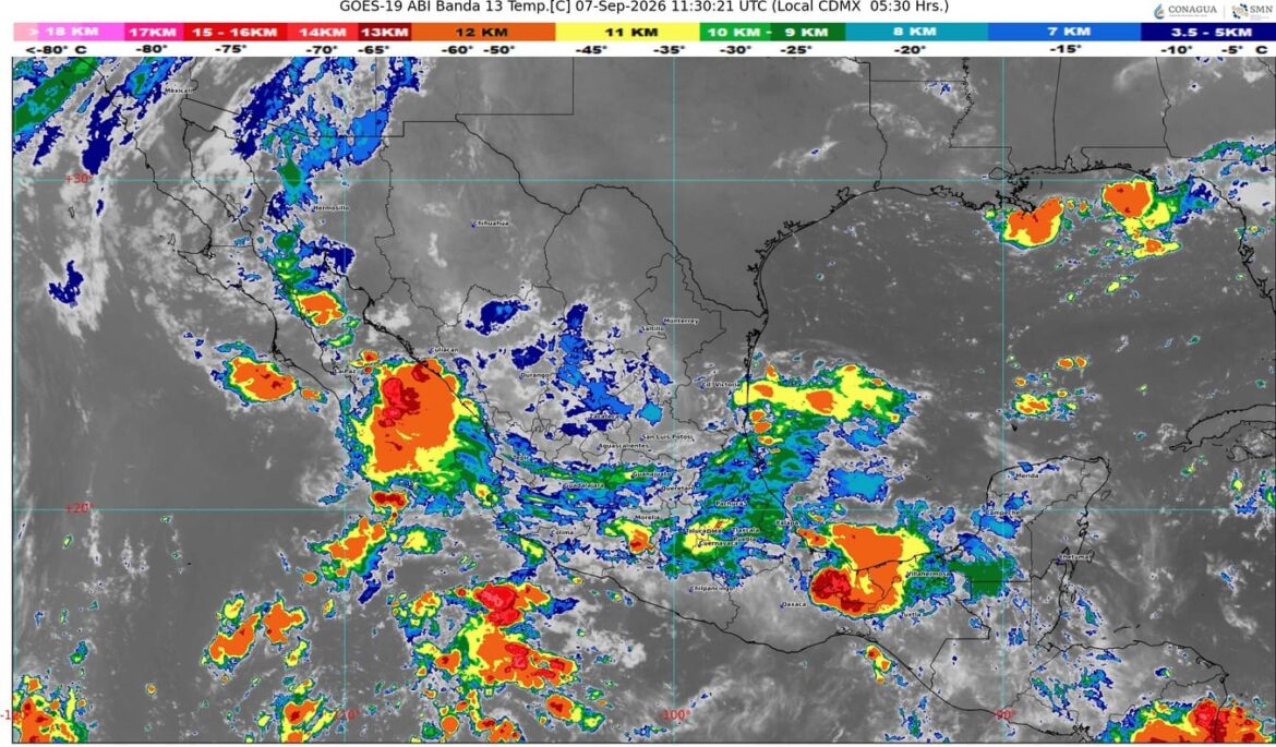 Se pronostican lluvias puntuales de muy fuertes a intensas en 21 entidades de la República Mexicana